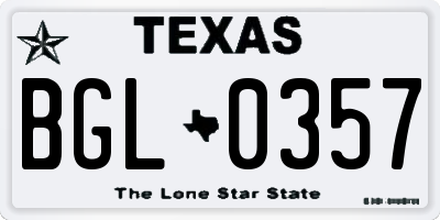 TX license plate BGL0357