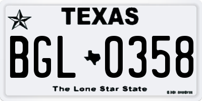 TX license plate BGL0358