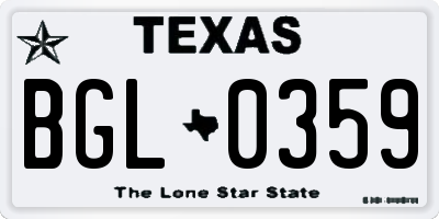 TX license plate BGL0359
