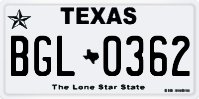 TX license plate BGL0362