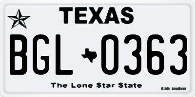 TX license plate BGL0363