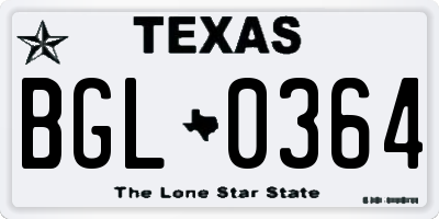 TX license plate BGL0364