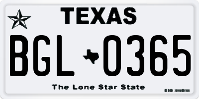 TX license plate BGL0365