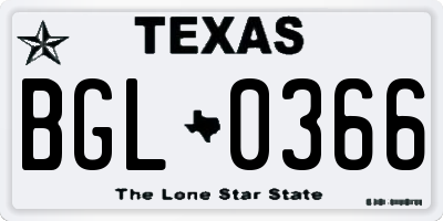 TX license plate BGL0366