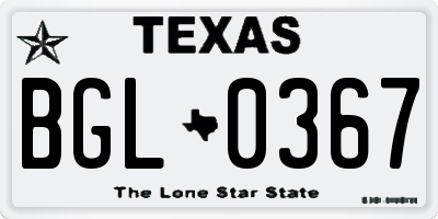 TX license plate BGL0367