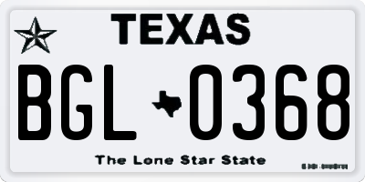 TX license plate BGL0368