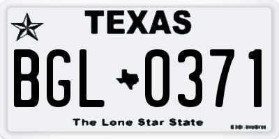 TX license plate BGL0371