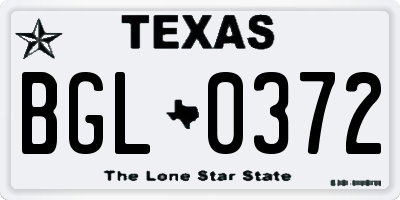 TX license plate BGL0372