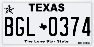 TX license plate BGL0374