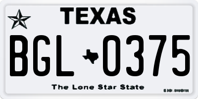 TX license plate BGL0375