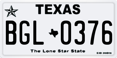 TX license plate BGL0376