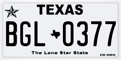 TX license plate BGL0377