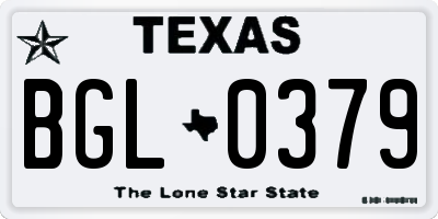 TX license plate BGL0379