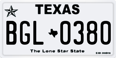 TX license plate BGL0380