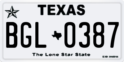 TX license plate BGL0387