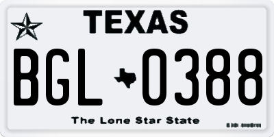 TX license plate BGL0388