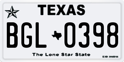 TX license plate BGL0398