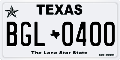 TX license plate BGL0400