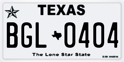 TX license plate BGL0404