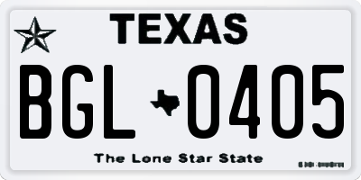 TX license plate BGL0405