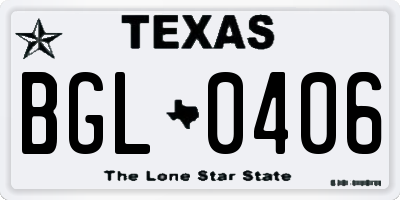 TX license plate BGL0406