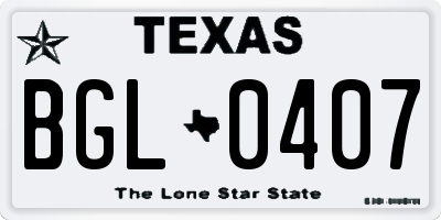 TX license plate BGL0407