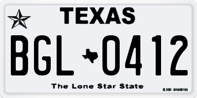 TX license plate BGL0412