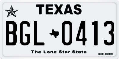 TX license plate BGL0413