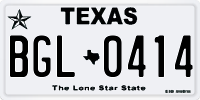 TX license plate BGL0414