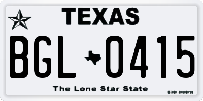 TX license plate BGL0415