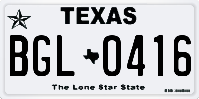 TX license plate BGL0416