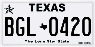 TX license plate BGL0420