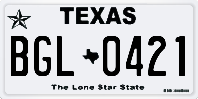 TX license plate BGL0421