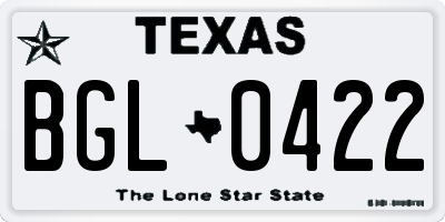 TX license plate BGL0422