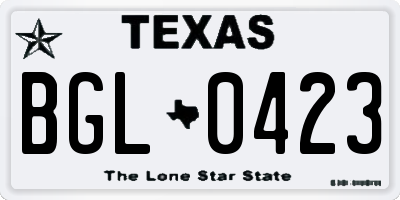 TX license plate BGL0423