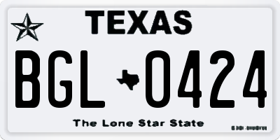 TX license plate BGL0424