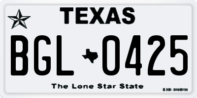TX license plate BGL0425