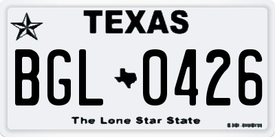 TX license plate BGL0426