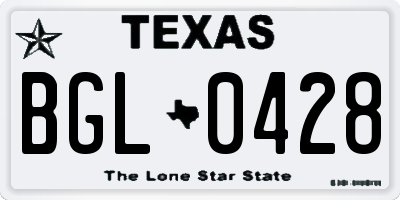 TX license plate BGL0428