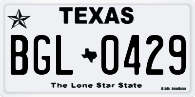 TX license plate BGL0429