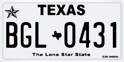 TX license plate BGL0431