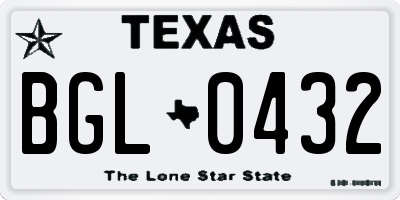 TX license plate BGL0432