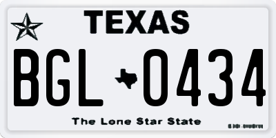 TX license plate BGL0434