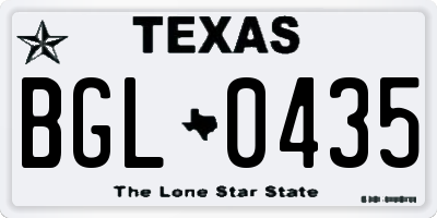TX license plate BGL0435