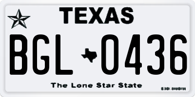 TX license plate BGL0436