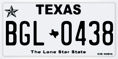 TX license plate BGL0438