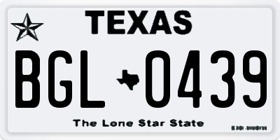 TX license plate BGL0439