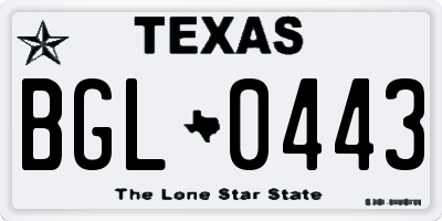 TX license plate BGL0443