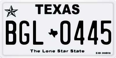 TX license plate BGL0445