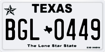 TX license plate BGL0449
